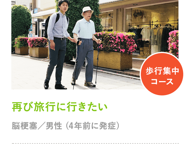 再び旅行に行きたい 脳梗塞／男性 (4年前に発症)