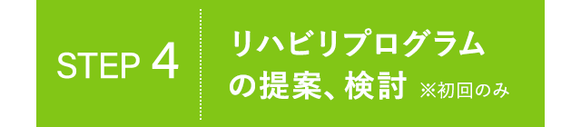 STEP4 リハビリプログラムの提案、検討 ※初回のみ